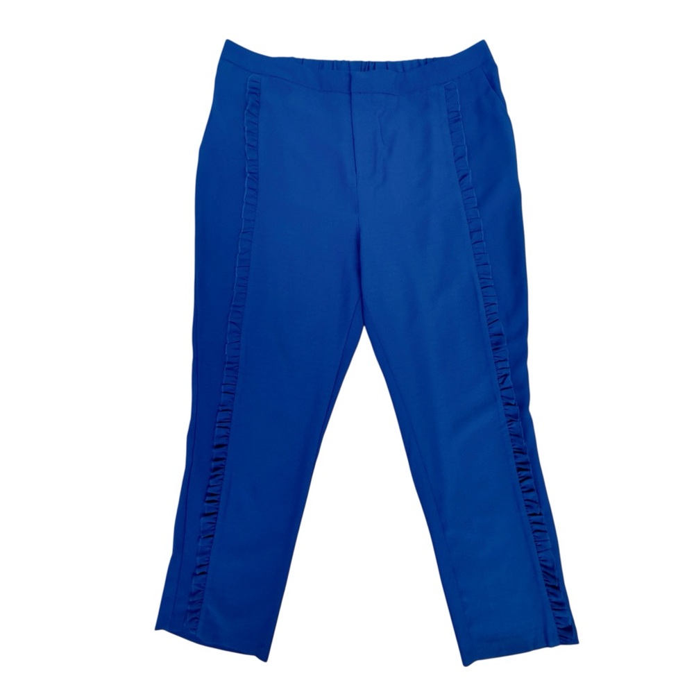 NWT Wendy Williams Collection Size 1X Royal Blue Ruffle Front Polyester Pants